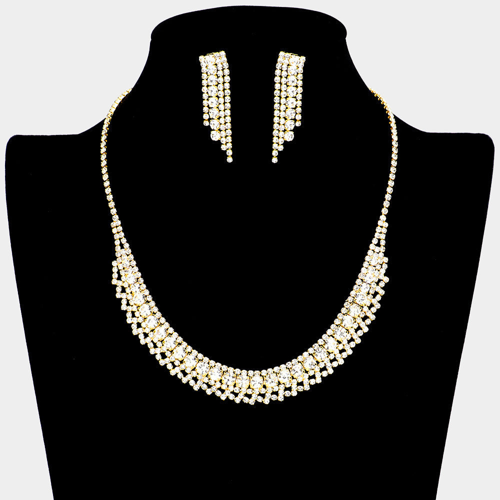 Madeline Love Gold Bubble Stone Detailed Rhinestone Necklace - Jewelry