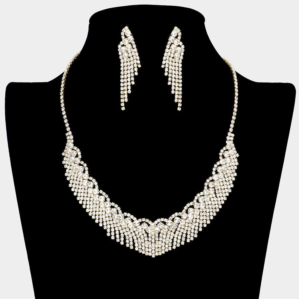 Madeline Love Gold Round Stone Pointed Rhinestone Necklace - Jewelry