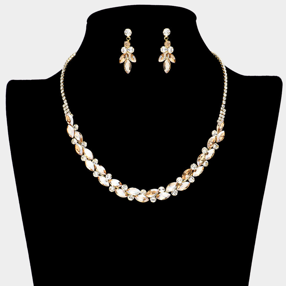 Madeline Love Lt Col Topaz Round Marquise Stone Cluster Rhinestone Necklace - Jewelry