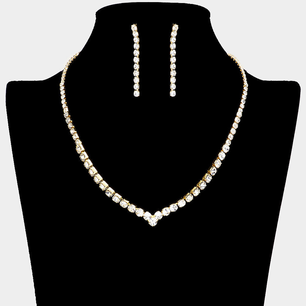 Madeline Love Gold Round Rhinestone Necklace - Jewelry