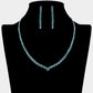 Madeline Love Aqua, Silver Round Rhinestone Necklace - Jewelry
