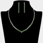 Madeline Love Green, Light, Silver Round Rhinestone Necklace - Jewelry