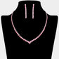 Madeline Love Pink, Silver Round Rhinestone Necklace - Jewelry