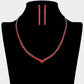 Madeline Love Red, Silver Round Rhinestone Necklace - Jewelry