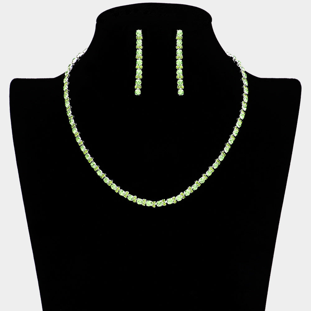 Madeline Love Emerald, Silver Rhinestone Cluster Necklace - Jewelry