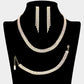 Madeline Love AB, Gold Rhinestone Paved 4-Row Necklace Jewelry Set