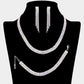 Madeline Love AB, Silver Rhinestone Paved 4-Row Necklace Jewelry Set