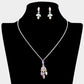 Madeline Love AB, Silver Marquise Stone Cluster Pendant Rhinestone Paved Necklace - Jewelry
