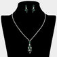 Madeline Love Emerald, Silver Marquise Stone Cluster Pendant Rhinestone Paved Necklace - Jewelry