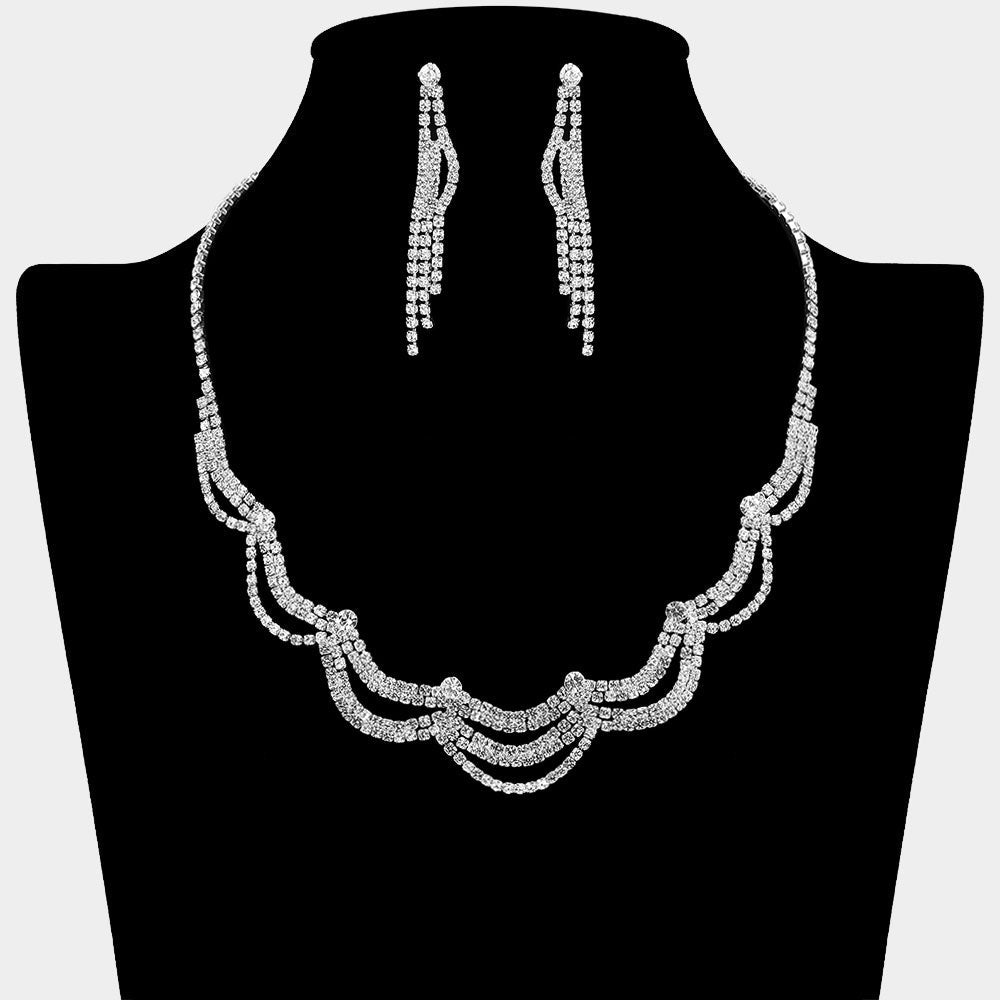 Madeline Love Clear, Silver Layered Rhinestone Paved Necklace - Jewelry