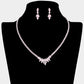 Madeline Love Light, Rose, Silver Marquise CZ Stone Cluster Necklace - Jewelry