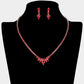 Madeline Love Red, Silver Marquise CZ Stone Cluster Necklace - Jewelry