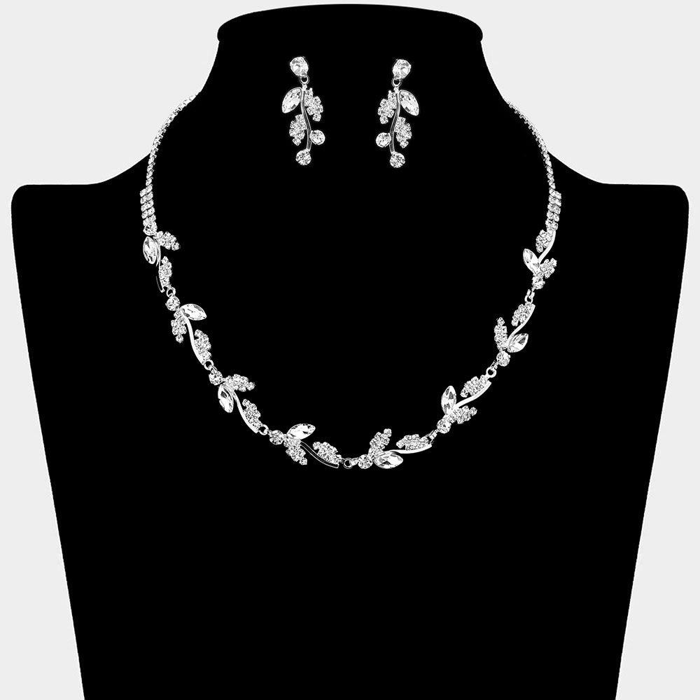 Madeline Love Clear, Silver Marquise Stone Cluster Rhinestone Paved Vine Necklace - Jewelry