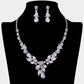 Madeline Love Amethyst , Silver Teardrop Stone Cluster Leaf Embellished Necklace - Jewelry