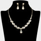 Madeline Love Clear, Gold Teardrop Stone Pendant Accent Marquise Flower Stone Cluster Embellished Necklace - Jewelry