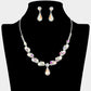 Madeline Love AB, Silver Teardrop Stone Pendant Accent Marquise Flower Stone Cluster Embellished Necklace - Jewelry