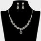 Madeline Love Black Diamond, Silver Teardrop Stone Pendant Accent Marquise Flower Stone Cluster Embellished Necklace - Jewelry
