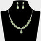 Madeline Love Green, Silver Teardrop Stone Pendant Accent Marquise Flower Stone Cluster Embellished Necklace - Jewelry