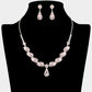 Madeline Love Light, Rose, Silver Teardrop Stone Pendant Accent Marquise Flower Stone Cluster Embellished Necklace - Jewelry