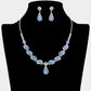 Madeline Love Light, Sapphire, Silver Teardrop Stone Pendant Accent Marquise Flower Stone Cluster Embellished Necklace - Jewelry