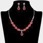 Madeline Love Red, Silver Teardrop Stone Pendant Accent Marquise Flower Stone Cluster Embellished Necklace - Jewelry