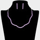 Madeline Love Silver, Violet CZ Rhinestone Paved Wavy Necklace - Jewelry