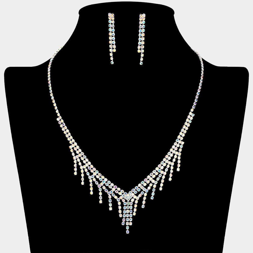 Madeline Love AB, Silver Rhinestone Fringe Necklace