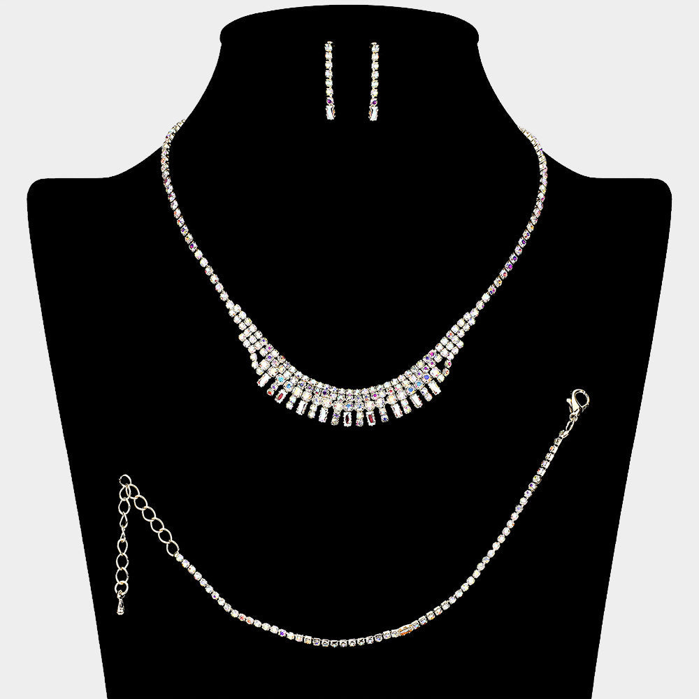 Madeline Love AB, Gold CZ Rhinestone Paved Necklace - Jewelry