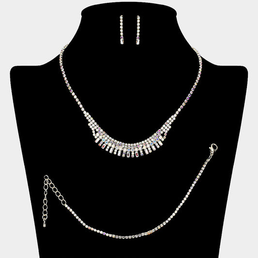 Madeline Love AB, Gold CZ Rhinestone Paved Necklace - Jewelry