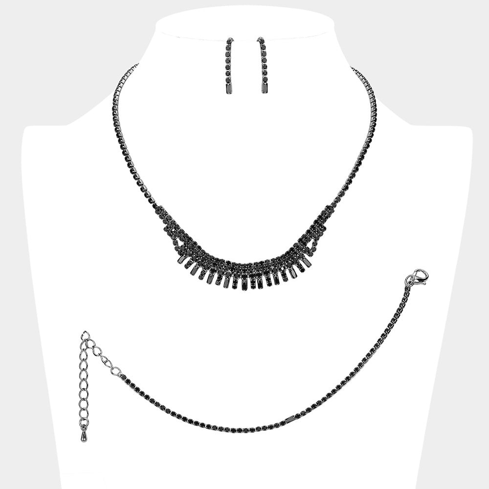 Madeline Love Jet Black CZ Rhinestone Paved Necklace - Jewelry