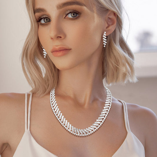 Madeline Love Silver 2PCS - Rhinestone Pave Necklace - Jewelry