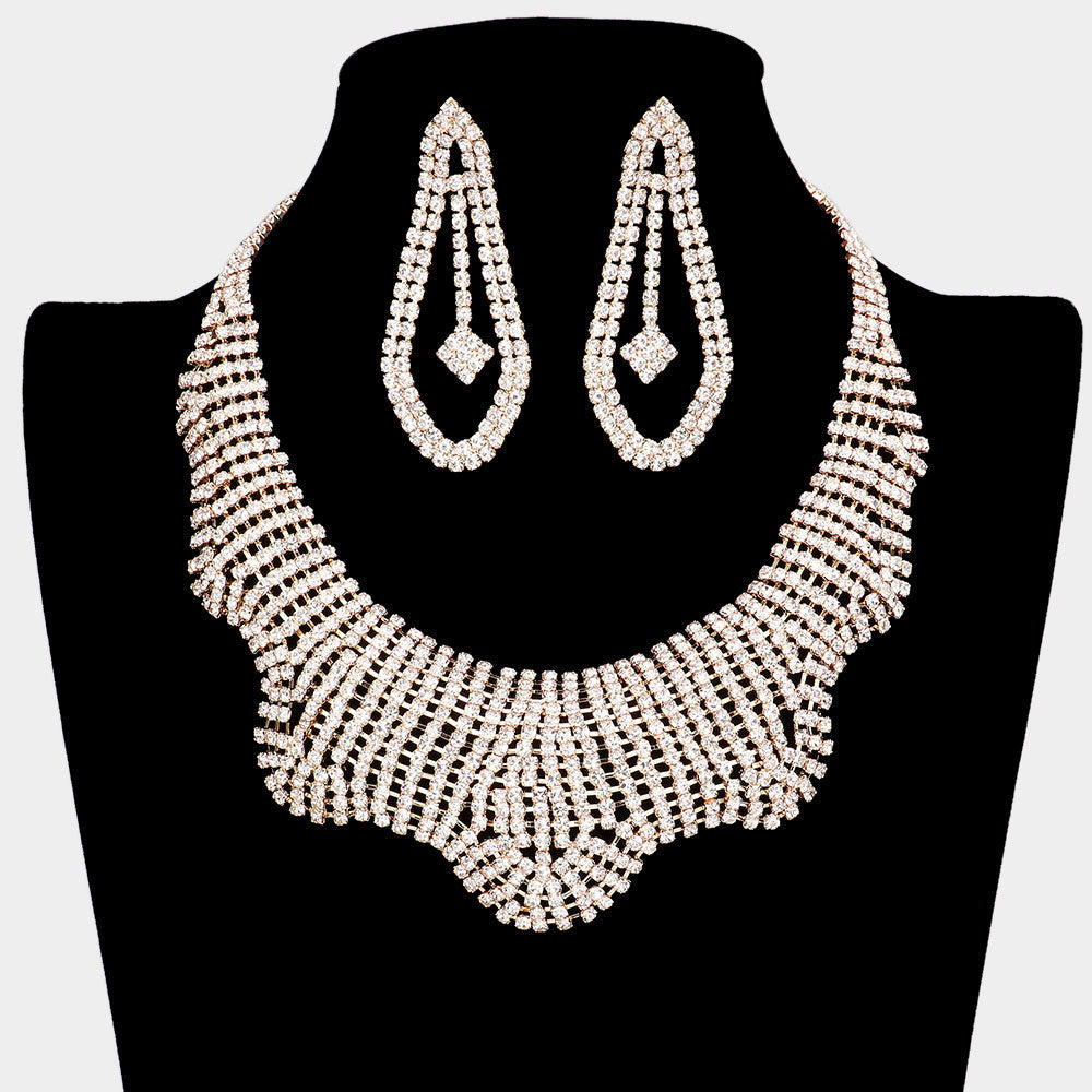 Madeline Love Gold Wavy Rhinestone Pave Necklace