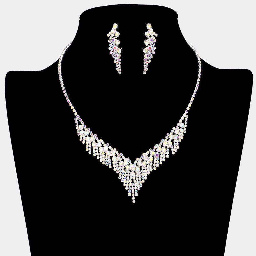 Madeline Love AB, Silver Bubble Stone Rhinestone Necklace - Jewelry