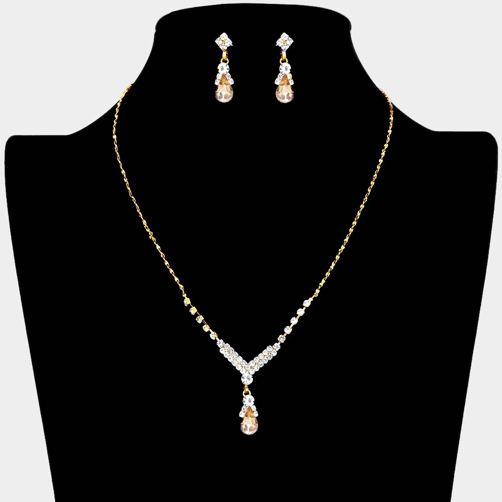 Madeline Love Lt Col Topaz Pave Crystal Rhinestone Teardrop Dangle Necklace - Jewelry