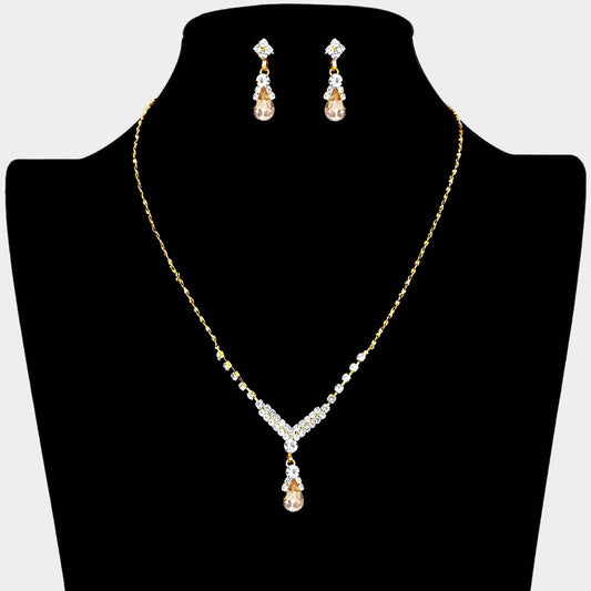 Madeline Love Lt Col Topaz Pave Crystal Rhinestone Teardrop Dangle Necklace - Jewelry