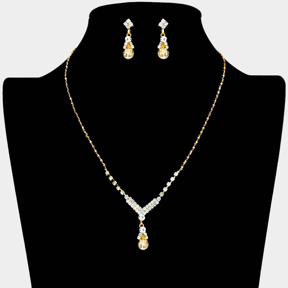Madeline Love Topaz Teardrop Pendant Crystal Rhinestone Necklace - Jewelry