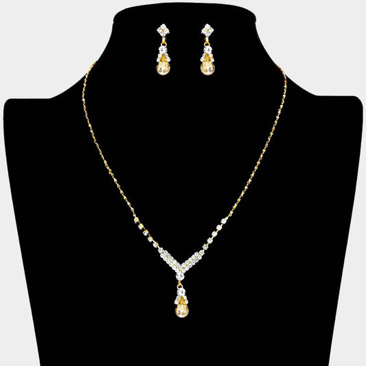Madeline Love Topaz Teardrop Pendant Crystal Rhinestone Necklace - Jewelry