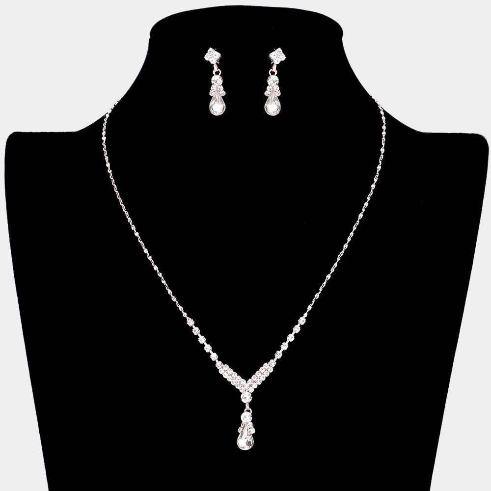 Madeline Love Rose Gold Teardrop Pendant Crystal Rhinestone Necklace - Jewelry