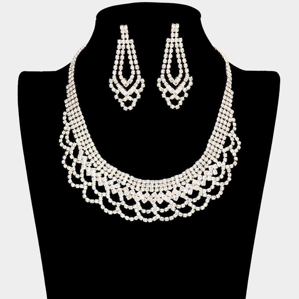 Madeline Love Gold CZ Square Stone Detailed Fringe Necklace - Jewelry