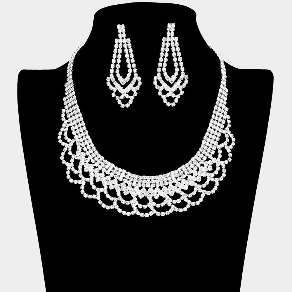 Madeline Love Silver CZ Square Stone Detailed Fringe Necklace - Jewelry