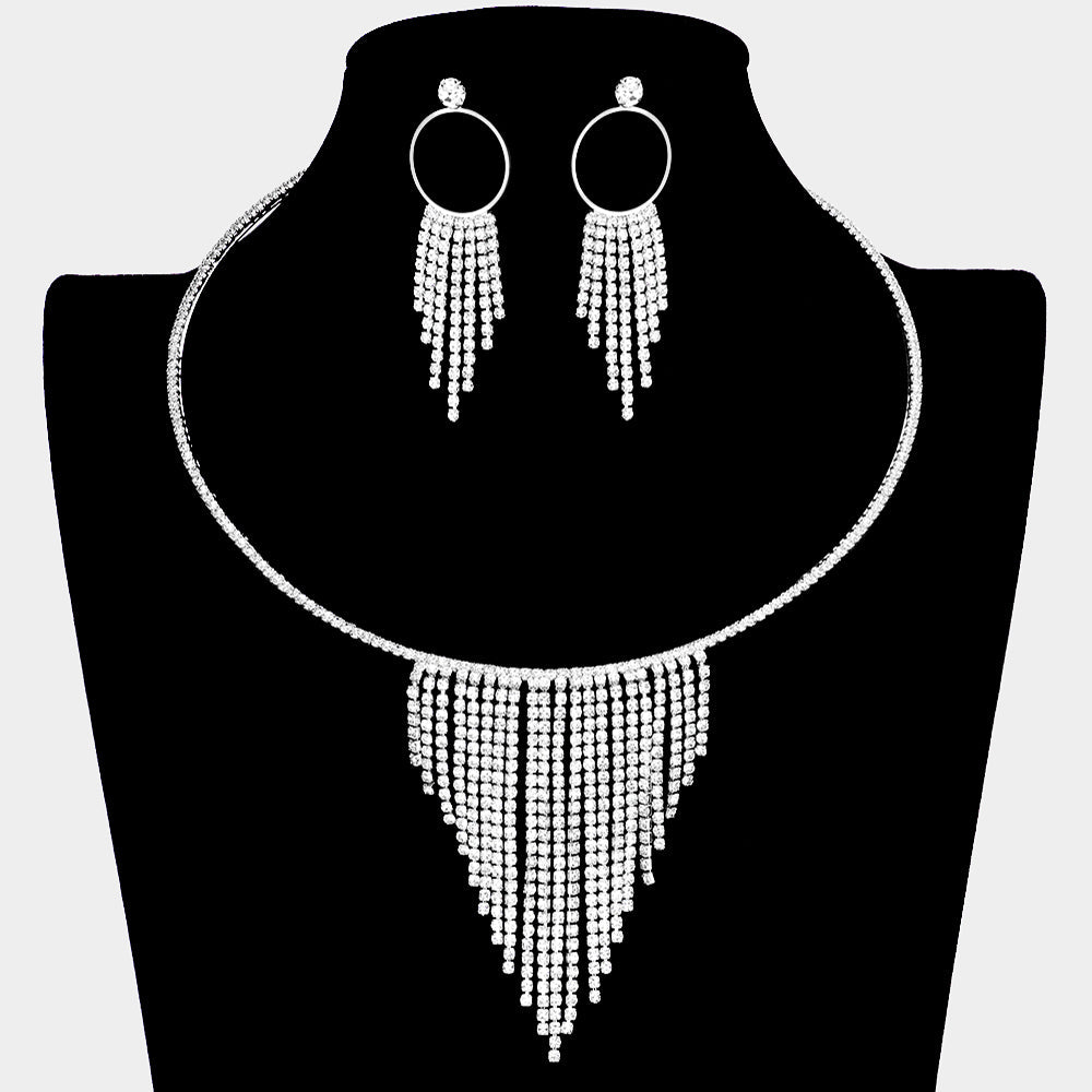 Madeline Love Silver Rhinestone Fringe Necklace
