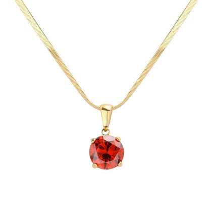 Red 18K Gold Dipped Stainless Steel CZ Round Pendant Necklace exudes elegance and durability. The high-quality material ensures long-lasting wear, while the stunning CZ round pendant adds a touch of glamour. Its timeless design makes it a versatile addition to any jewelry collection. Perfect for any occasion. 