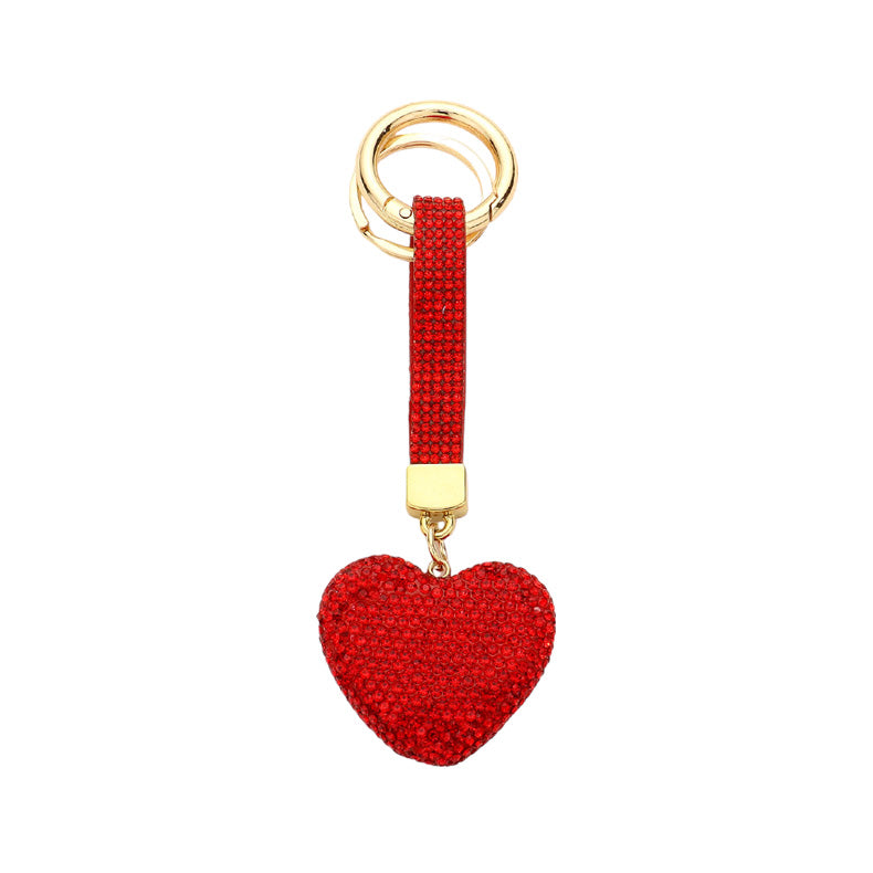 Red Bling Heart Keychain, is beautifully designed with a heart-themed stone design that will make a glowing touch on one's heart whom you care about & love. Crafted with durable materials, this accessory shines and sparkles. It's an excellent gift for your loved ones to make their moment special.
