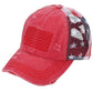 C.C American Flag Mesh Back Trucker Hat Pony Cap - Red(Main) - Pony Cap