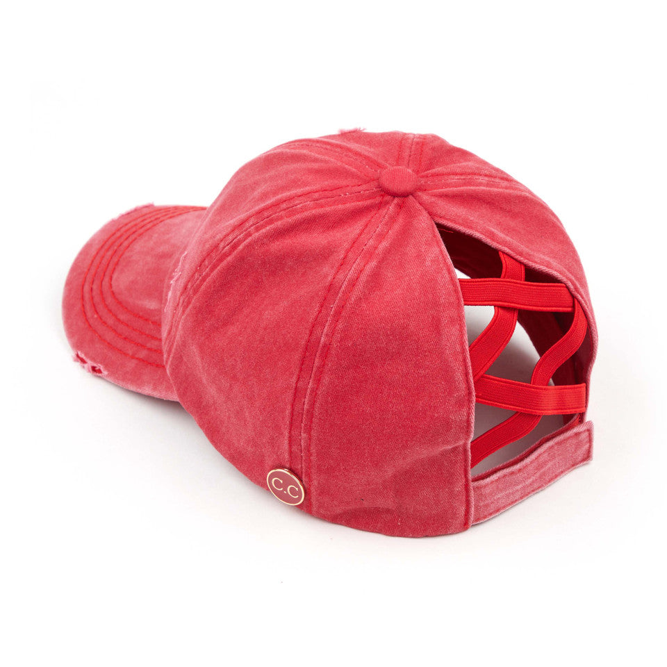 Red C.C BASEBALL PONYCAP is the perfect accessory for any sports enthusiast. Made with high-quality materials, this cap offers both style and functionality. With its comfortable fit and sleek design, it will keep you looking and feeling cool while you support your favorite team. Upgrade your game day look with the C.C BASEBALL PONYCAP.