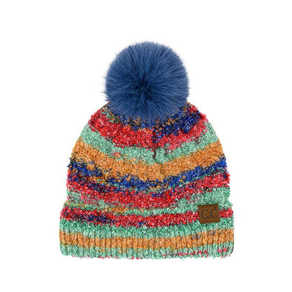 Red C.C Multi Color Space Dye Pom Beanie, is the perfect choice for a cold day. It's the autumnal touch you need to finish your outfit in style. Awesome winter gift accessory for Birthday, Christmas, Stocking Stuffer, Secret Santa, Holiday, Anniversary, or Valentine's Day to your friends, family, and loved ones.