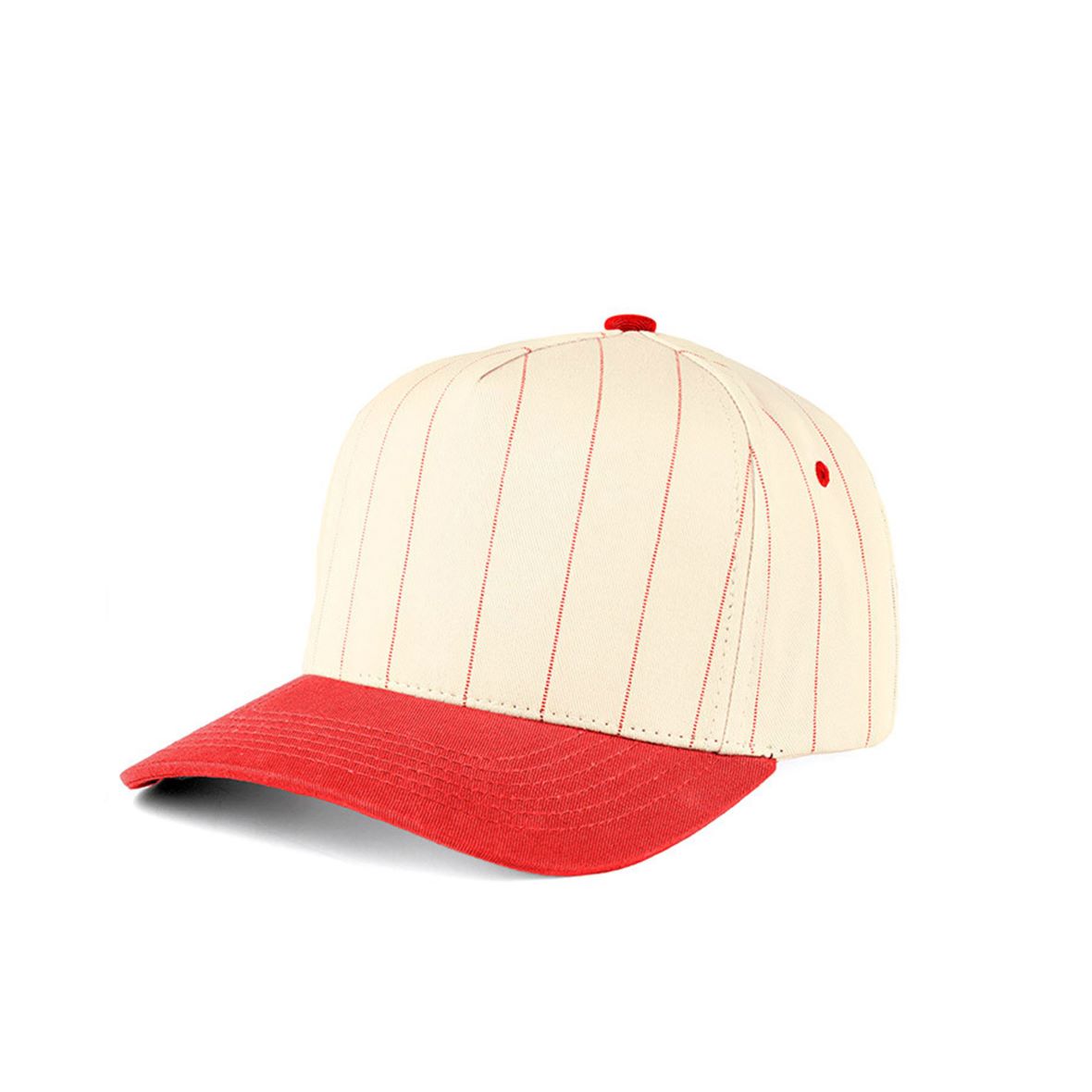 Red CC Beanie Pinstripe Plain Two-Tone Trucker Hat Baseball Cap features a sleek pinstripe pattern paired with a modern two-tone design for a clean, versatile look. The classic trucker style provides breathable comfort and an adjustable fit for all-day casual wear.