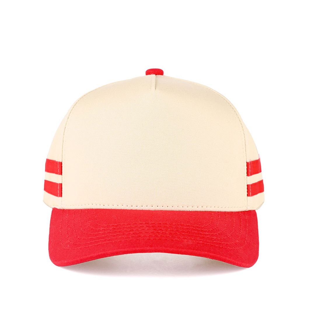 Red CC Beanie Pinstripe Plain Two-Tone Trucker Hat Baseball Cap features a clean pinstripe pattern combined with a stylish two-tone design for a modern, sporty look. Designed in a classic trucker silhouette, it offers breathable comfort and an adjustable fit for everyday wear.