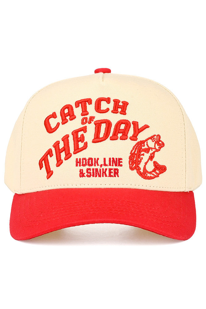 C.C REEL’EM IN Embroidered Letter Two Tone Trucker Hat - Red - Trucker Hats