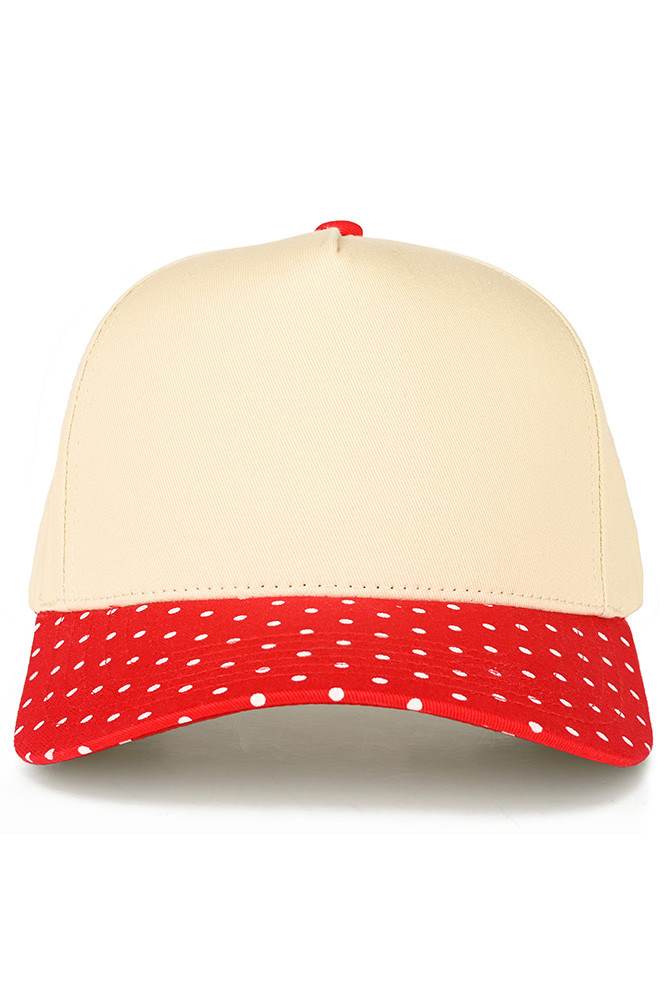 Classic style meets playful design with this C.C trucker hat. The small polka dot pattern adorns the brim, while the two-tone construction adds visual interest and versatility. Structured mesh panels provide breathability for all-day wear, making it perfect for casual outings, outdoor activities, or everyday comfort. The adjustable back ensures a secure fit for most head sizes. Whether you're heading to the beach, running errands, or just want a fun accessory, this hat delivers both style and function.